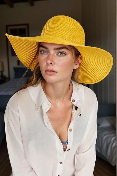 bacc Yellow Wide Straw Hat Bcnsv-2514232