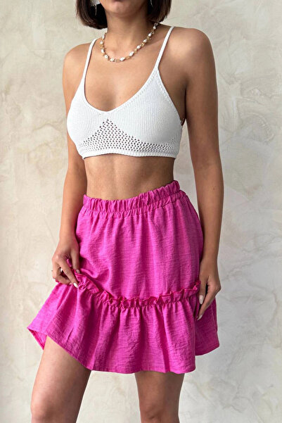 bacc Kadın Pembe Eteği Volanlı Fırfırlı Etek BCHN-2525808