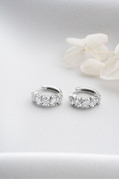 Silvano Jewelry 925 Ayar Gümüş Zirkon Taşlı Halka Küpe
