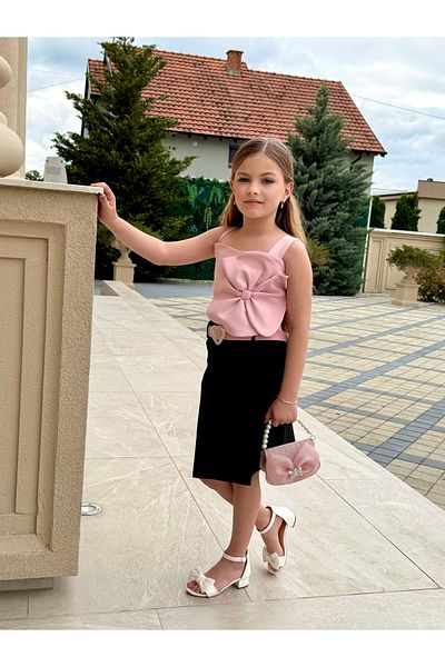 Ribbon kids Girl's Special Day Combination – Floral Detailed Strap Blouse & Skirt Set