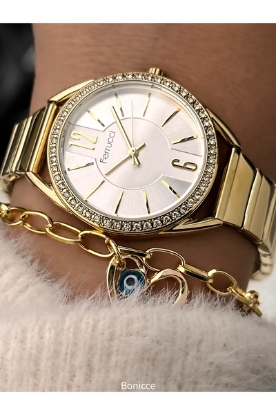 Ferrucci Yellow Color Steel Cord, Stone Women's Wristwatch Bracelet