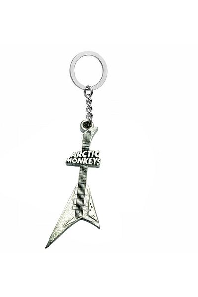 Herşey Nota Arctic Monkeys Themed Electric Guitar Keychain – Metal Indie Rock Accessory