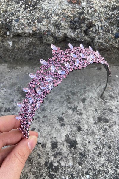 Hobigram Clara Pink Bridal Henna Crown Special Occasion Accessory Women's Crown Hair Accessory – Bridal Accessory, Stylish Design
