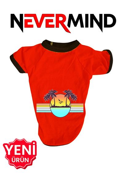 NEVERMIND Palm Sunset Print Dog T-Shirt - Summer Cat & Dog Apparel