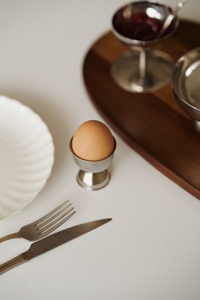 Dekorzdükkan 2-Piece Metal Egg Bowl (Stainless Steel)