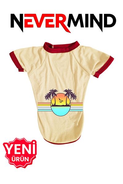 NEVERMIND Palm Sunset Print Dog T-Shirt - Summer Cat & Dog Apparel