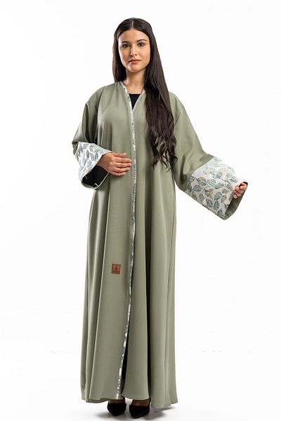 Hasnaa Abaya Tiffany Abaya with jacquard inserts on the arms and front