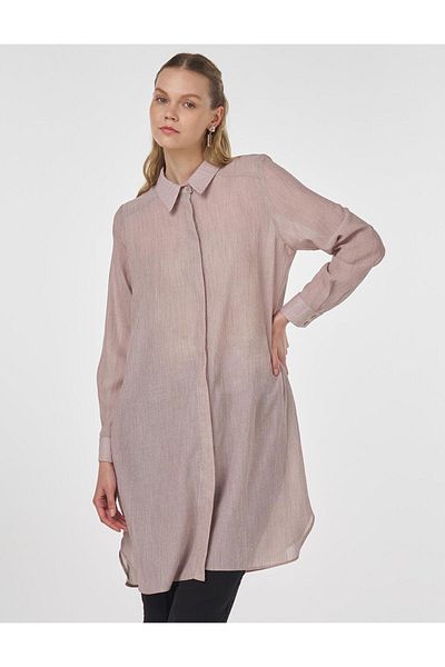 Kayra Long Basic Tunic Claret Red