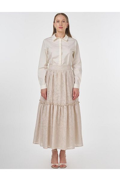 Kayra Fusta cu volane cu modele florale Stone
