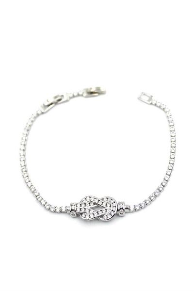Angoravi Zircon Stone Knot Bracelet - Silver