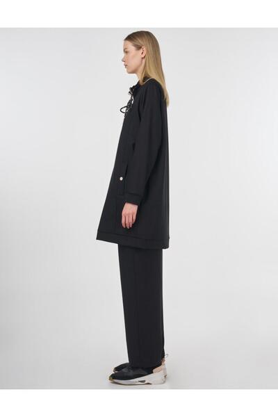 Kayra Viscose Double Suit with Zipper Closure Black