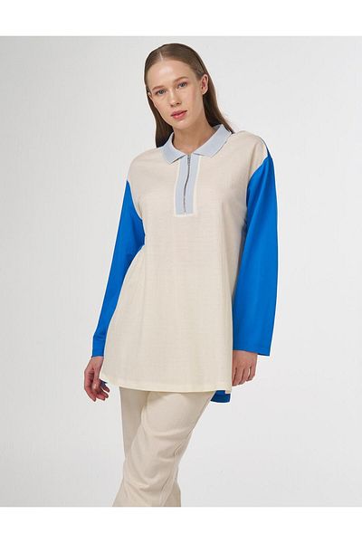 KYR Φούτερ Polo Neck Rayon Μπλε κοβαλτίου