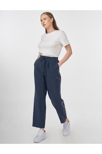 KYR Lace-Up Modal Trousers Dark Navy Blue