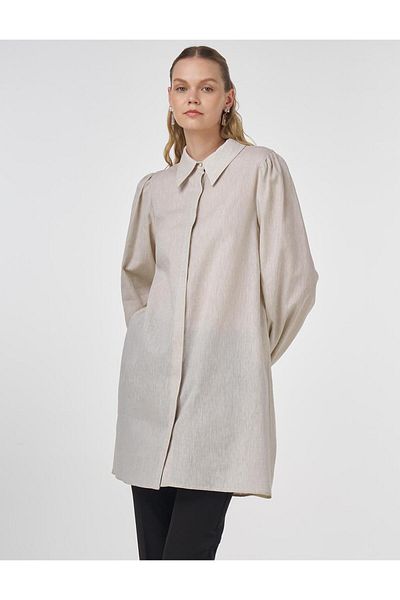 Kayra Patterned Cotton Tunic Beige