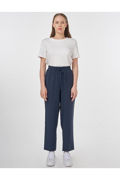 KYR Lace-Up Modal Trousers Dark Navy Blue