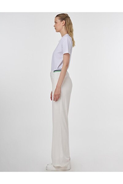 KYR Çima Dikişli Yüksek Bel Pantolon Optik Beyaz