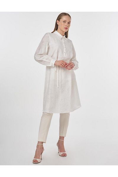 KYR Lace-Up Viscose Tunic Optical White