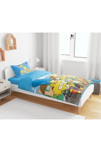 Erays Home Set de lenjerie de pat pentru copii, imprimat digital 3D, tematică Simpsons, fără cearșafuri