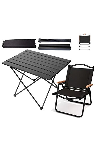 Yelajoy Foldable Camping Table Chair Set,Aluminium Alloy,Table with Storage Bag,for Outdoor Fishing