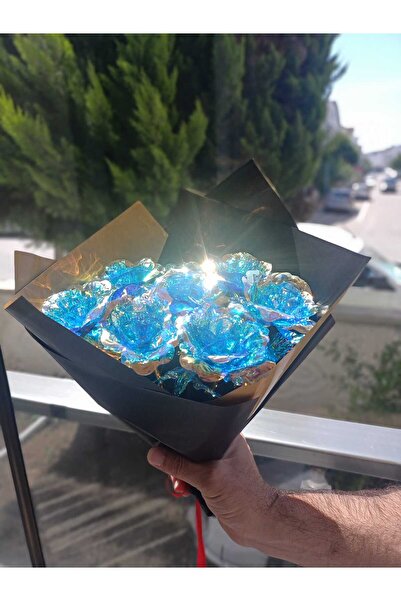 Home باقة زهور مصنوعة بعناية! باقة من 10 ورود إنفينيتي جالاكسي (أزرق) وردة إن...