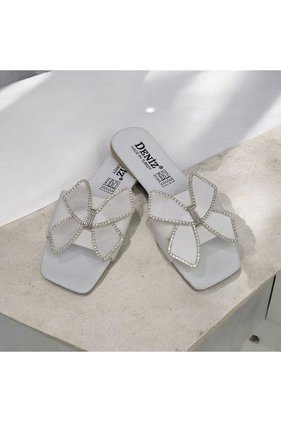 Moda fiesta Summer Women's Stoned Stylish Slippers - Bow Model