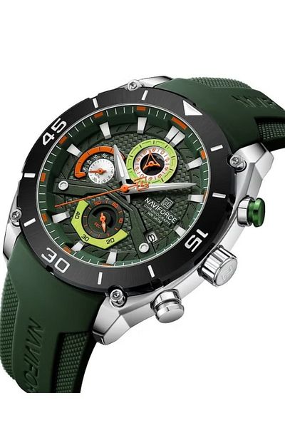 Naviforce Men’s Watch Chronograph Business Quartz Wrist Watches Waterproof Luminous Silicone Strap