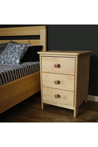 ka tasarım Nord Essence Collection Ahşap 3 Çekmeceli Komodin 1. sınıf Masif Çam Ağacı 40x40x60
