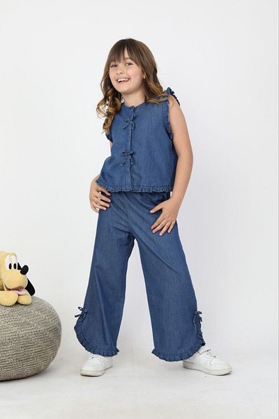 Minigimin Cicileri My Little Girl's 2-Piece Set with Bow Detail - Navy Blue