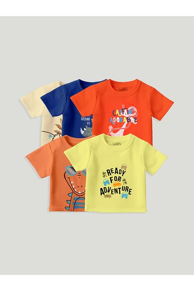 luay Unisex Cotton T-Shirt: Cute and Comfy Everyday Wear (Pack of 5) 12-18 M
