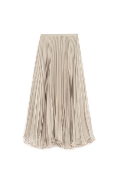praye Stone Colored Ruffle Detailed Pleated Skirt