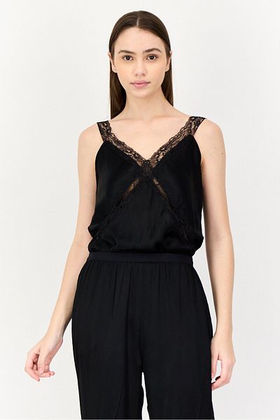 Maje Women Plain Sleeveless Jumpsuit, Black