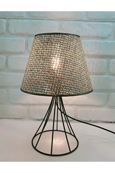 Decodelight Black Metal Conical Wire Leg Khaki Green Hazeran Hat Lampshade Table Lamp