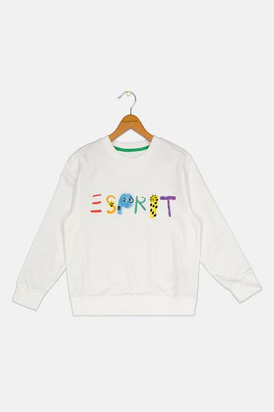 Esprit Kids Girl Crew Neck Long Sleeves Graphic Print Sweatshirt, White