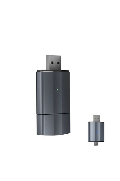 zyteq Wireless adapter CarPlay & Android Auto ZYTEQ® 2-in-1, Plug-and-Play, WiFi 5GHz, BT, compact, gray