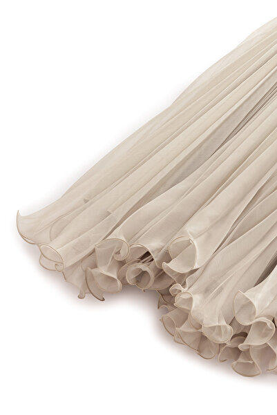 praye Fırfır Detaylı Piliseli Etek Taş