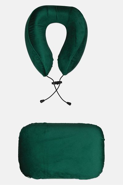 Catherine Malandrino 2 Pieces Memory Foam Travel Pillow, Green