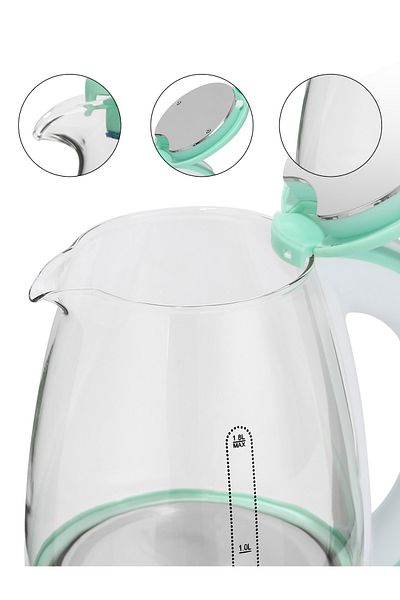 LAC LAICHY Electric Glass Kettle,1.8L 1500W,Automatic Temperature Protection, Heat-resistant Handle