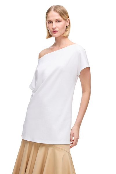 Perspective Boat Neck Cotton T-Shirt