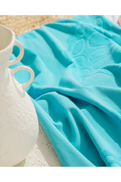 Madame Coco Hicampe 100% Cotton Beach Towel - Turquoise - 70X150 cm