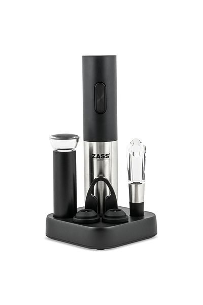 Zass Gourmet Zews 02 Electric Wine Opener Set, Black