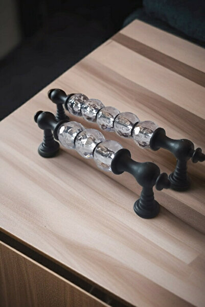 Dizaynhouse Mâner modern cu design din cristal negru de 96 mm, mâner elegant ...