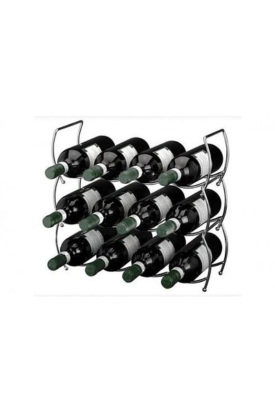 Excellent Houseware Suport de vin Jarow pentru 12 sticle, oțel cromat, 42x14x42 cm