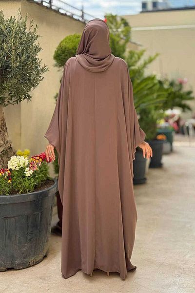 Bym Fashion Yarasakol Waist Belted Veil, Shawl Dress 6038 Mink