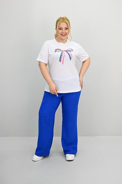 Koza Butik Women's Plus Size Ribbon Detailed Sequin Embroidered Tracksuit Set 8200-25