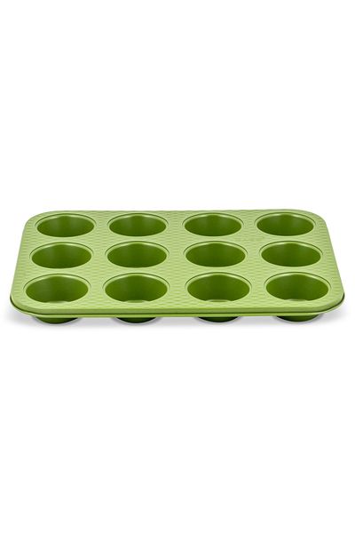 Zass Tavă de copt pentru 12 brioșe ZASS Gourmet, ZG-BW 01, 35x26.5x3cm, culoare verde