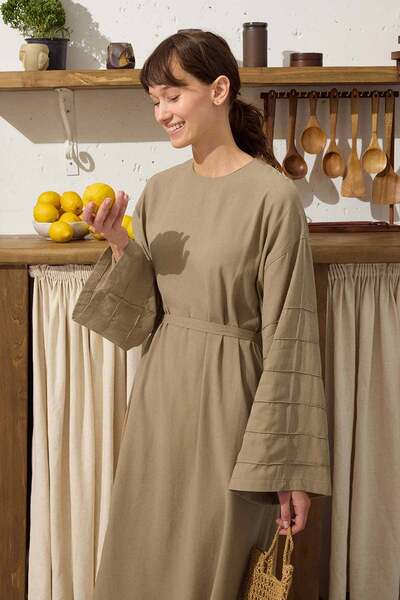 Hooopstore Cotton Blend Ribbed Mink Dress