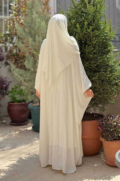 Bym Fashion Yarasakol Waist Belted Veil, Shawl Dress 6038 Ecru