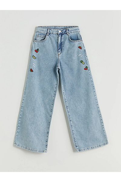 LC Waikiki Lcw Kids Blue Wideleg Girl Jean Pants