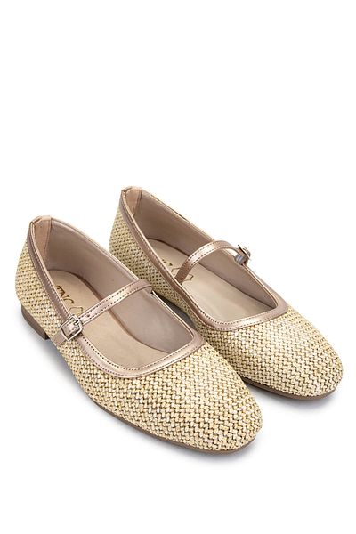 Tamer Tanca Women's Genuine Leather Cream Ballerina Shoes