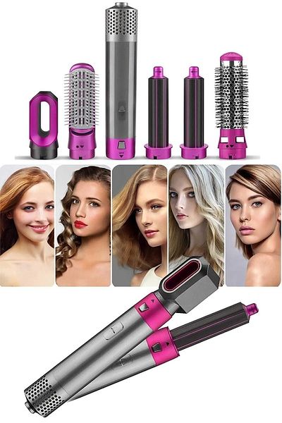 Lumely 5 in 1 Hair Curling lorn Curler, With 5-Head Hot Air Comb, 1000W, Styling Tool, for Hairstyle